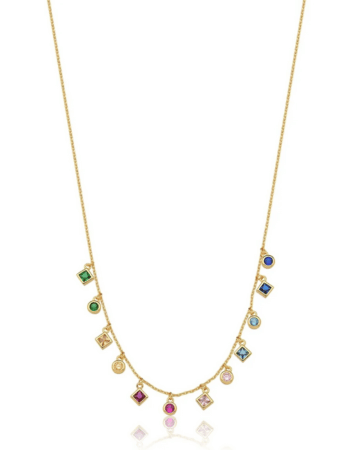 Gold necklace with gems